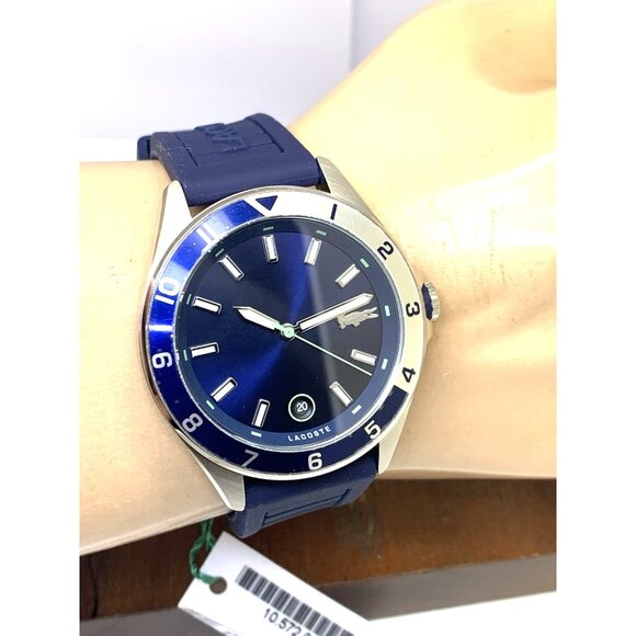 Lacoste Men's Watch 2011125 Tiebreaker Quartz Blue Dial Rubber Band Sport 43mm - Picture 11 of 14